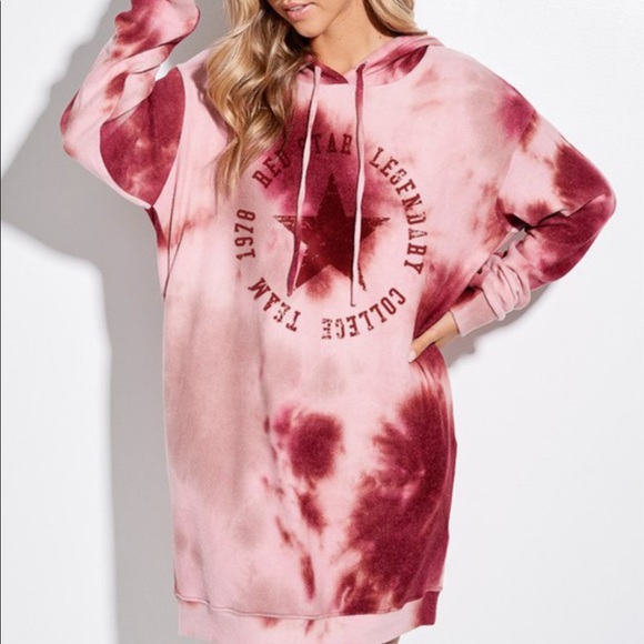 New! Tie-Dye Oversized Hoodie Tunic Dress - Picture 7 of 9